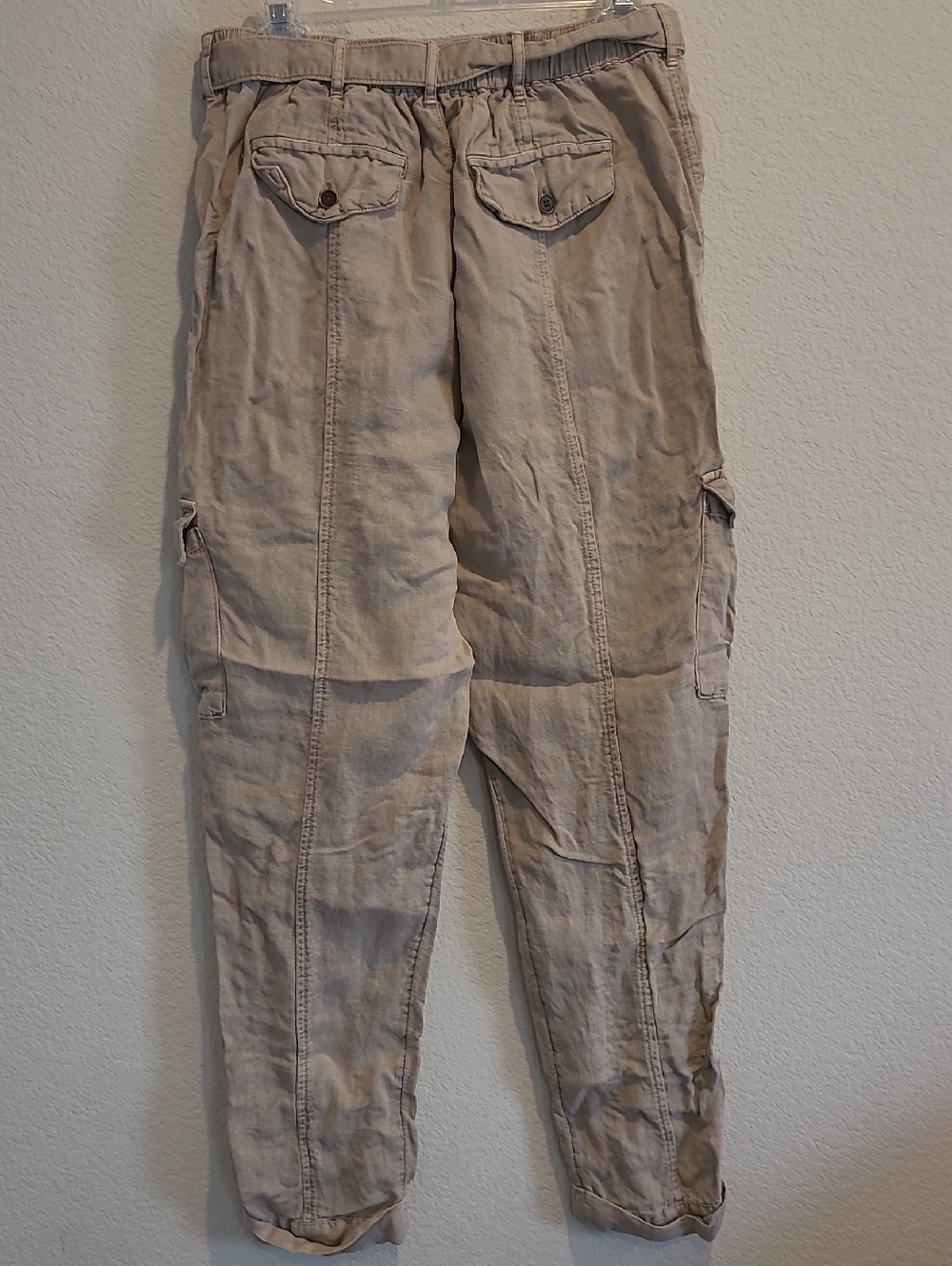 Nicole Miller Beige Cargo Pants with Belt Size M - Picture 2 of 7